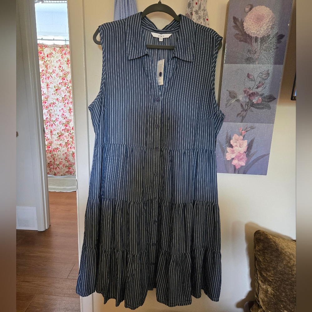 Cleo Navy Striped Midi Dress
